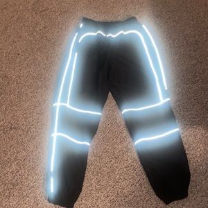 Black reflective pants from forever 21.